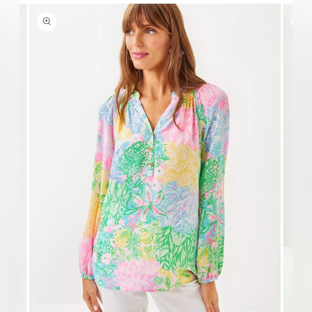 Lilly Pulitzer•Multi Bright Delight Patch -Elsa Silk Top - Picture 3 of 6